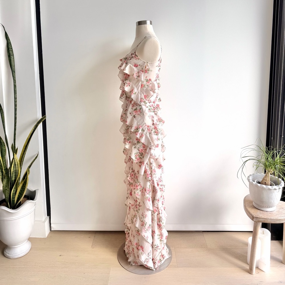 Altar’d State Floral Ruffle Maxi Dress - Ivory with Pink Roses NWT - Picture 2 of 3